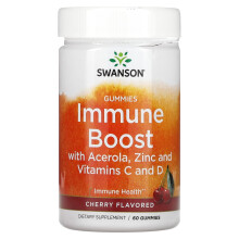 Swanson, Boost Immunitaire avec Acérola, Zinc et Vitamines C et D, Cerise, 60 Gommes
