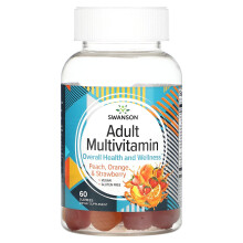 Swanson, Erwachsenen Multivitamin, Pfirsich, Orange & Erdbeere, 60 Gummis