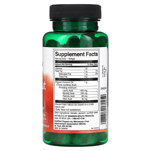 Swanson, Huile de Coco, 1 000 mg, 60 Softgels 2
