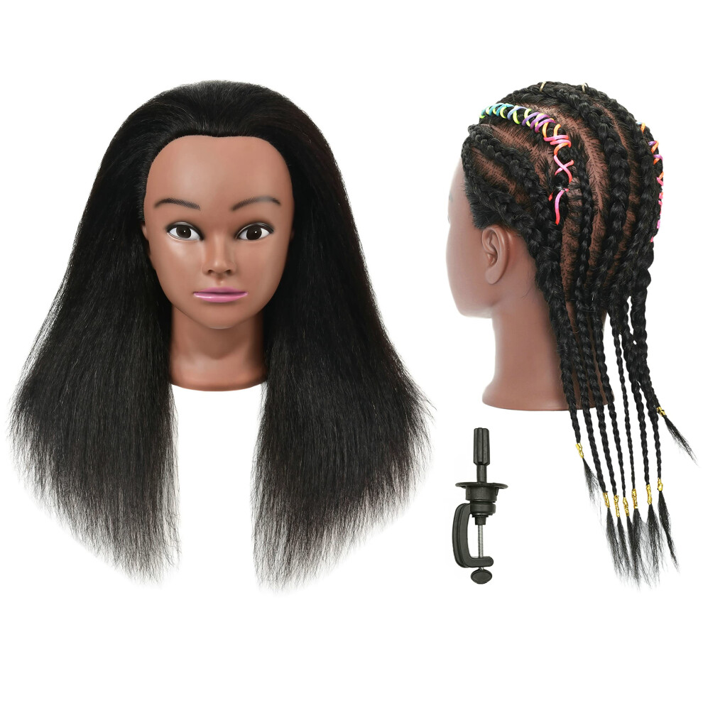 Ryhair Unisex Mannequin Head With Human Hair For Hairdresser Training Braiding Styling Manikin Cosmetology Makeup Manican Doll Display Practice With Stand