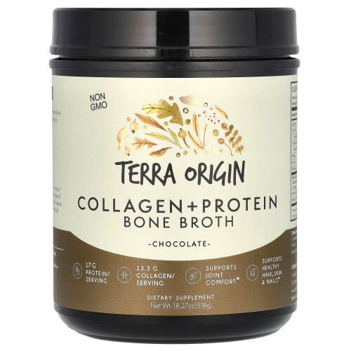 Terra Origin, Bouillon d'Os Collagène + Protéine, Chocolat, 18,27 oz (518 g)