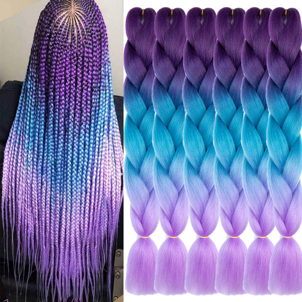 Xiaofeng Unisex Not,Specified Braiding Hair Extensions For Women 6 Packs 100G/Pack 24Inch High Temperature Ombre Jumbo Synthetic Braiding Hair For Twist Crochet Braids (24
