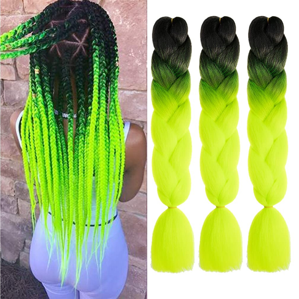 Xiaofeng Unisex Braiding Hair Extensions For Women 3 Packs 100G/Pack 24Inch High Temperature Ombre Jumbo Synthetic Braiding Hair For Twist Crochet Braids (24
