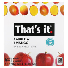 That's It, Fruchtriegel, Apfel + Mango, 5 Riegel, je 1,2 Unzen (35 g)