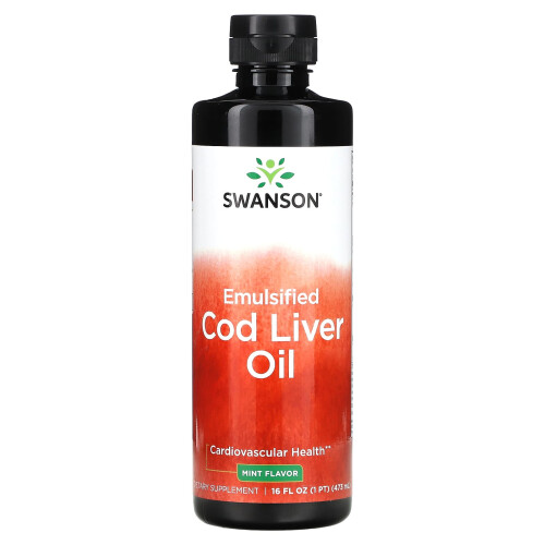 Swanson, Emulgierte Lebertran, Minze, 16 fl oz (473 ml)