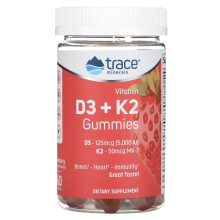 Trace Minerals Æ, Gommes Vitamine D3 + K2, Fraise, 60 Gommes