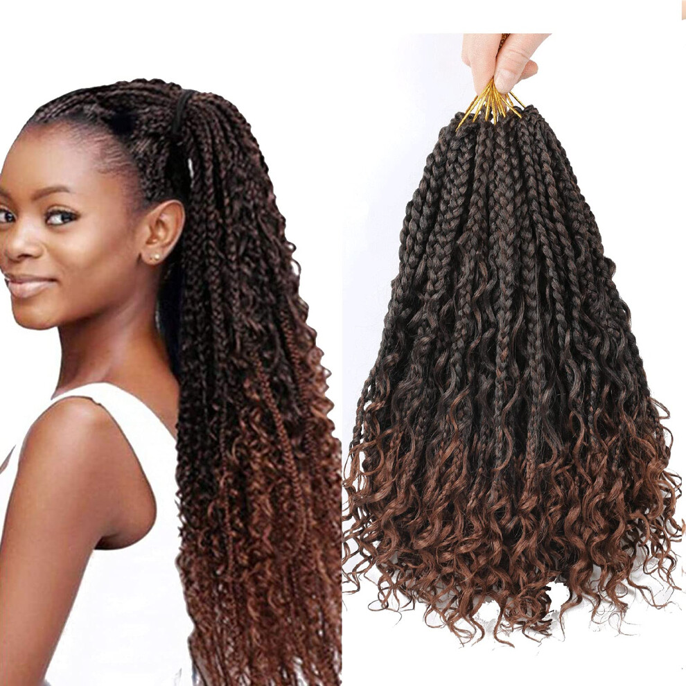 Lmzim Unisex Not,Specified 8 Pack Bohomian Box Braids Crochet Braids12 Inch Crochet Box Braids Curly Ends Goddess Box Braids Crochet Hair Synthetic Crochet Hair Extensions T30 (