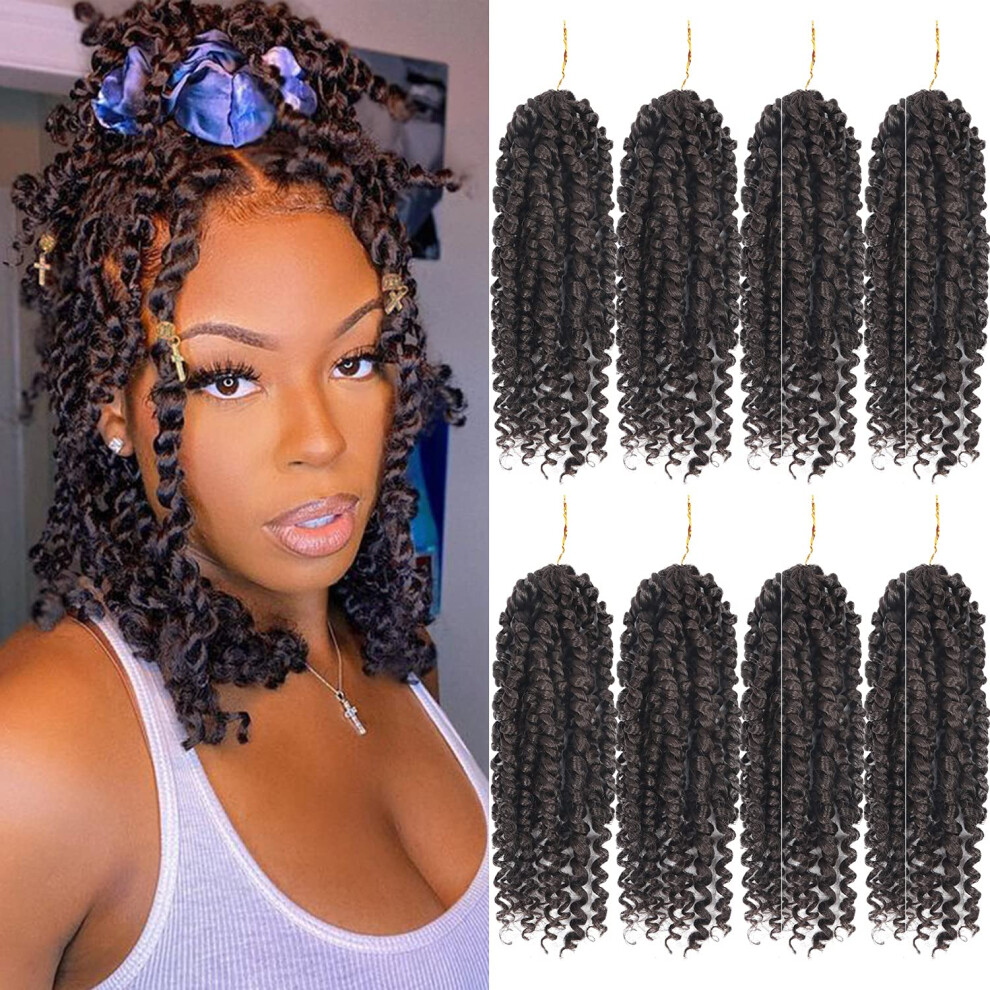 Bileaf Pre-Twisted Passion Twist Crochet Hair 10 Inch 8 Packs Crochet Passion Twists Pre Looped Short Passion Twist Hair Crochet Braids Bohemian C