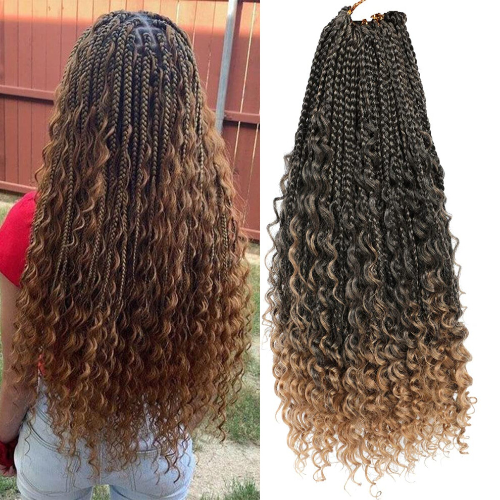 Ayana Unisex Crochet Box Braids Curly Ends 144 Strands 22 Inch Bohomian Crochet Braids Box Braids 3X Goddess Box Braids Crochet Hair Synthetic Crochet Braids Hair