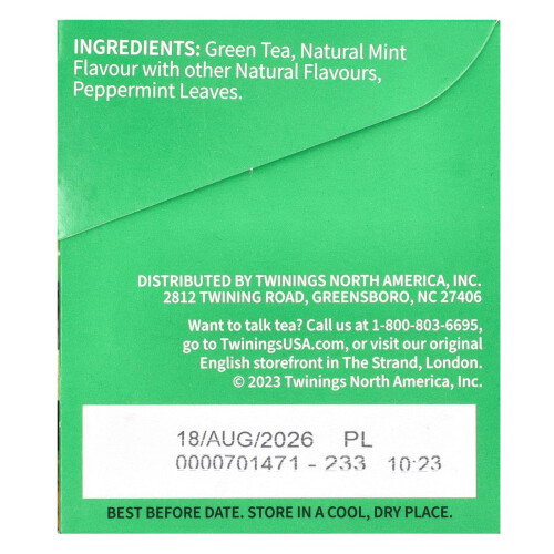 Twinings Twinings, Grüntee, Minze, 20 Teebeutel, 1,41 oz (40 g) 1