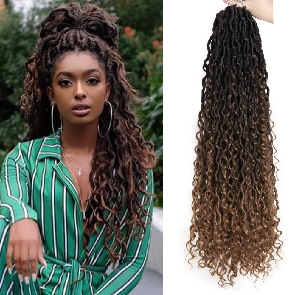 Bekjdiof Unisex Black 6Packs Goddess Locs Crochet Hair 26Inch Curly Faux Locs Crochet Hair Hippie Locs Crochet Braids Long Crochet Goddess Faux Locs For Wom