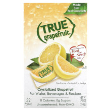 True Citrus, True Grapefruit, Kristallisiertes Grapefruit, Ungesüßt, 32 Beutel à 0,90 oz (25,6 g)