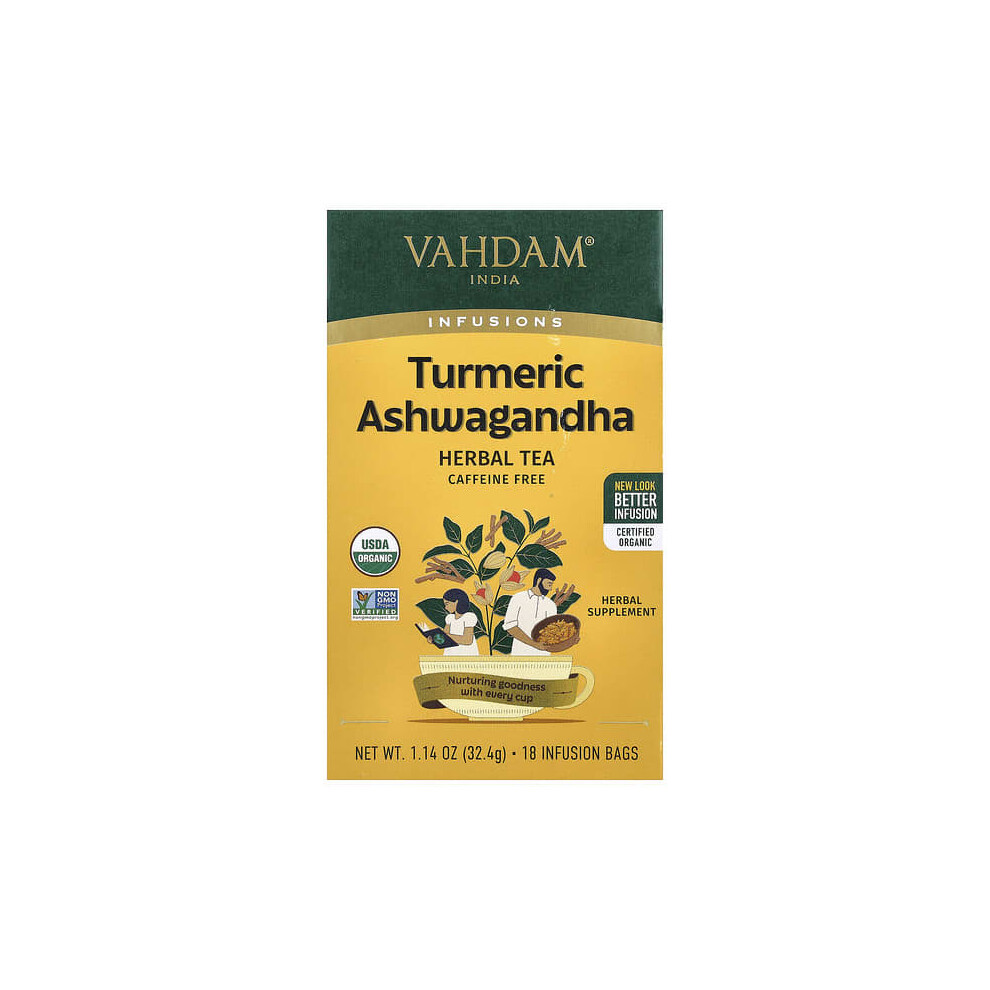 Vahdam Teas Infusions, Turmeric Ashwagandha, Caffeine Free