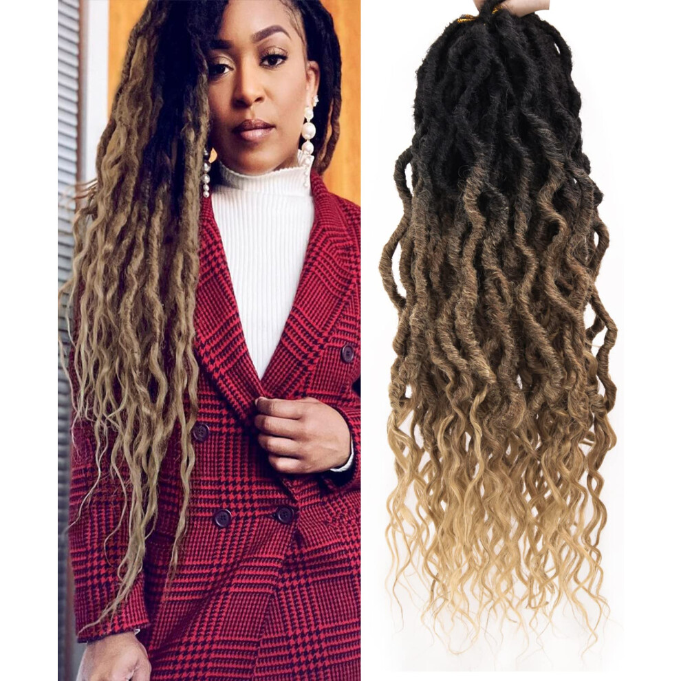 Bekjdiof Unisex Goddess Locs Crochet Hair Curly Faux Locs Crochet Hair 6Packs 24Inch Pre-Looped Crochet Locs Soft Locs With Curly Ends Dreadlocks Wavy Faux Crochet Lo