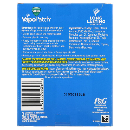 Vicks Vicks, VapoPatch, Beruhigende Dämpfe, 5 Tragbare Aroma-Pflaster 2