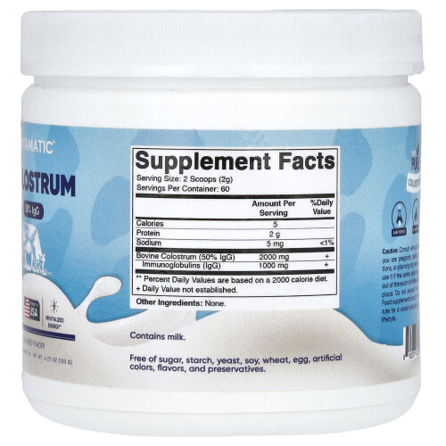 Vitamatic, Kolostrum Pulver, Geschmacksneutral, 4,23 oz (120 g) 2