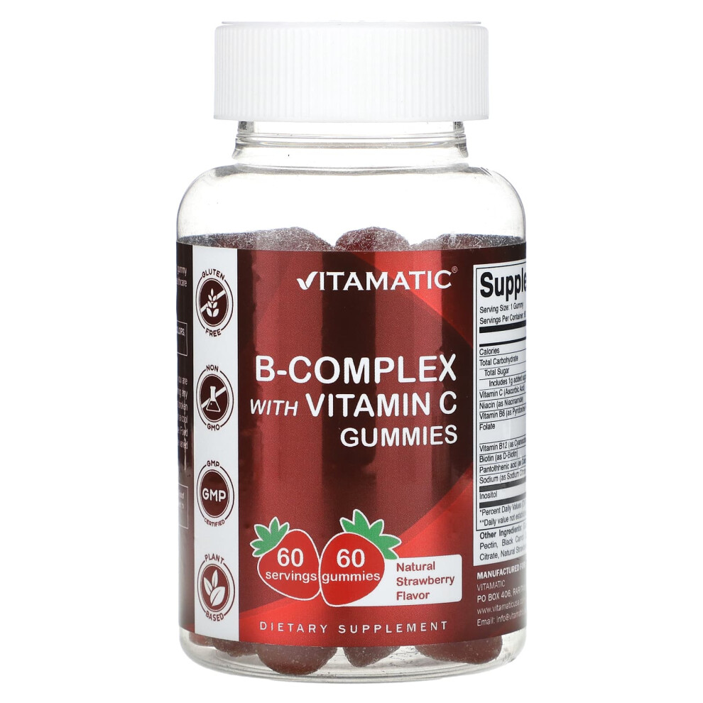 Vitamatic Black B-Complex With Vitamin C Gummies, Strawberry, 60 Gummies