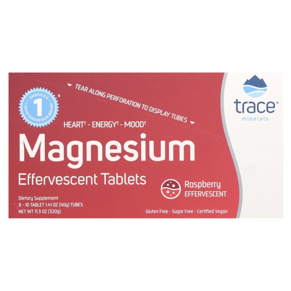 Trace Minerals Â¬Ã Trace Minerals Ã, Magnesium Effervescent Tablets, Raspberry, 8 Tubes, 10 Tablets Each