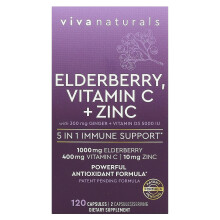 Viva Naturals, Sureau, Vitamine C + Zinc, 120 Capsules