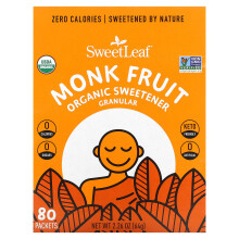 Wisdom Natural, SweetLeaf, Édulcorant Biologique au Fruit de Moine Granulé, 80 Sachets, 2,26 oz (64 g)