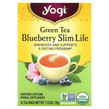 Yogi Tea, Thé Vert Myrtille Minceur, 16 Sachets de Thé, 1,12 oz (32 g)