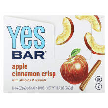 Yes Bar, Snack Riegel, Apfel Zimt Knusper, 6 Riegel, je 1,4 oz (40 g)