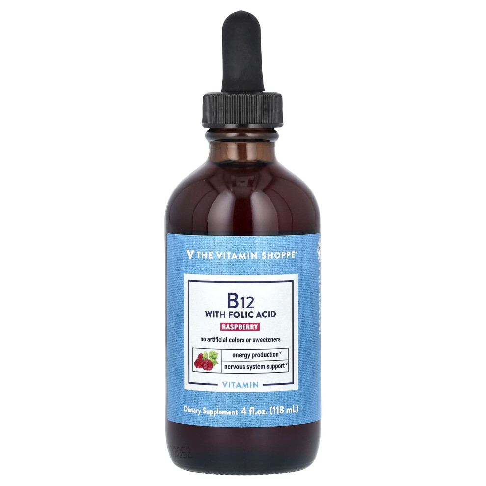 The Vitamin Shoppe , Vitamin B12 With Folic Acid, Raspberry, 4 Fl Oz (118 Ml)