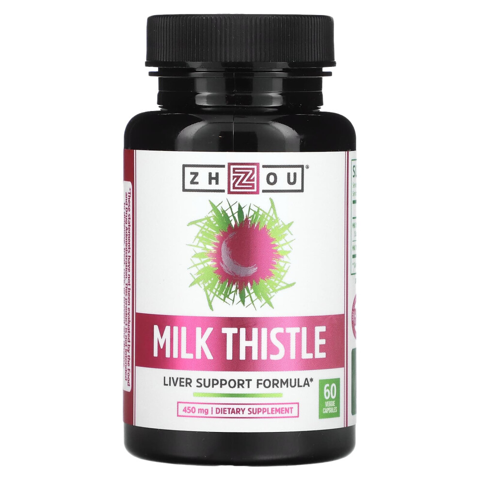 Zhou Nutrition , Milk Thistle, Liver Support Formula, 450 Mg, 60 Veggie Capsules