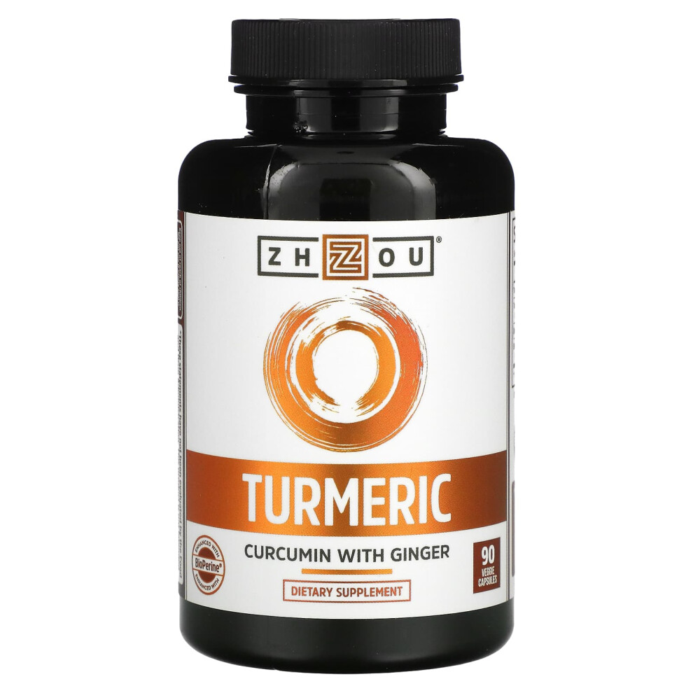Zhou Nutrition , Turmeric, Curcumin With Ginger, 90 Veggie Capsules