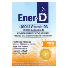 Ener-C, Ener-D, Vitamin D3, Hydratisierendes Brausepulver, Zuckerfrei, Orange, 1.000 mg, 24 Beutel