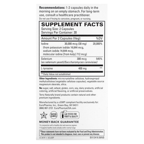 Terry Naturally, Thyroid Care Plus with Selenium, 60 Capsules 2