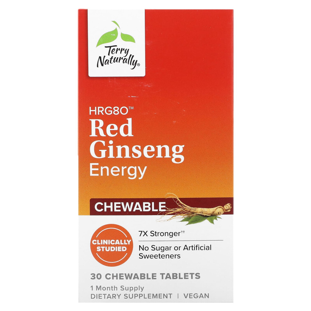 Terry Naturally Red Hrg80 Ginseng Energy, 30 Chewable Tablets