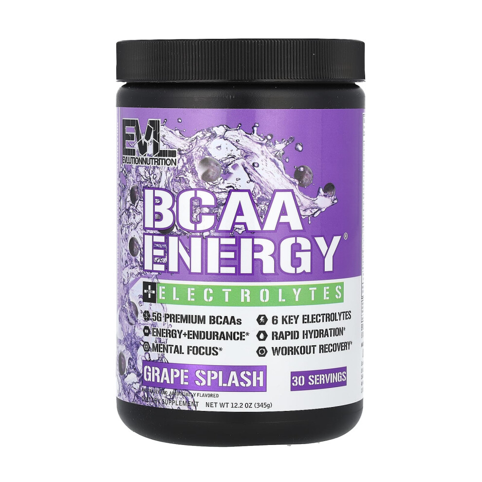 Evlution Nutrition Bcaa Energy + Electrolytes, Grape Splash - 345G