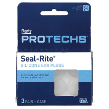Flents, Protechs, Seal-Rite Silikon-Ohrstöpsel, 3 Paar + Etui