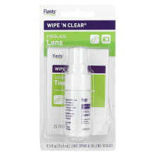 Flents, Nettoyant pour Verres de Lunettes Wipe 'N Clear, 50 Lingettes, 1 Spray, 0,5 fl oz (14,5 ml)
