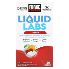 Force Factor, Liquid Labs Energie, Schneller Hydrations-Elektrolytgetränkemix, Fruit Punch, 20 Sticks, je 0,28 oz (8 g)