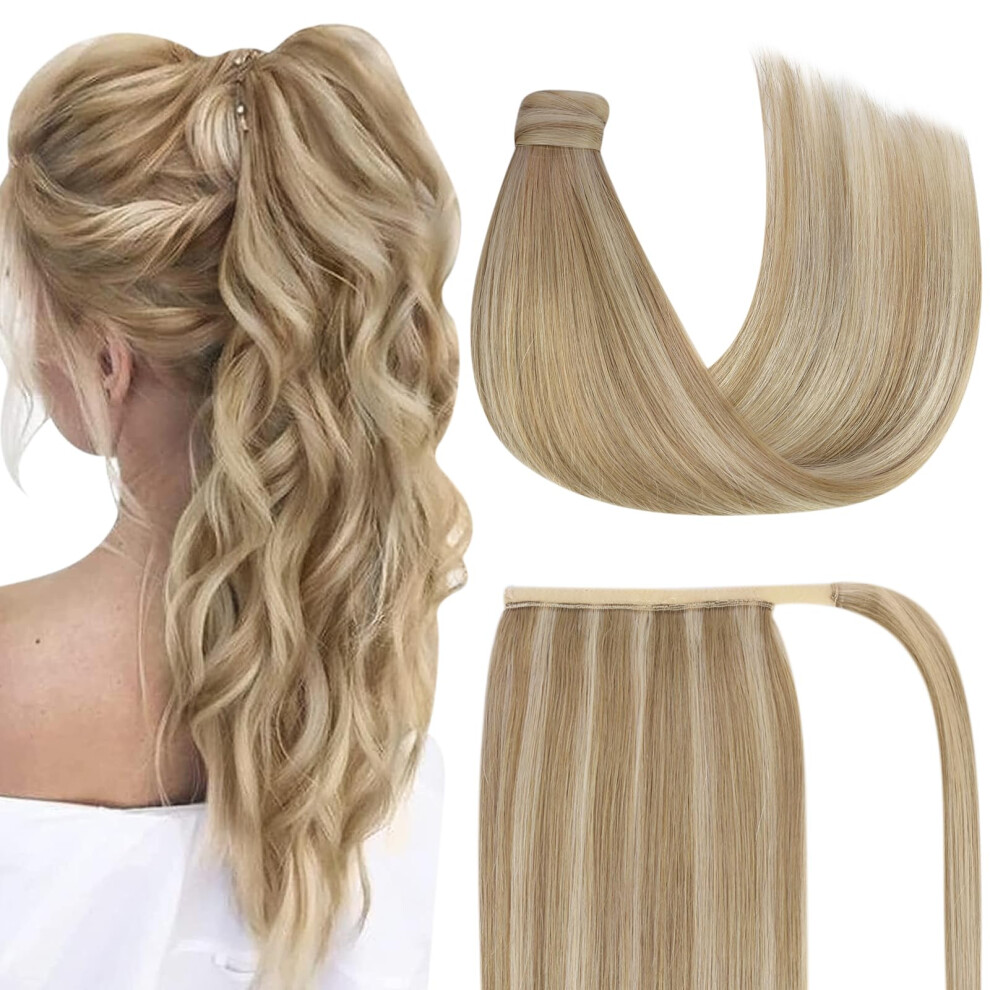 Har Soligt Unisex Golden Ve Sunny Ponytail Extension Human Hair Blonde Human Hair Ponytail Extension Ash Blonde Highlights Blonde Real Human Hair Ponytail Extension Str