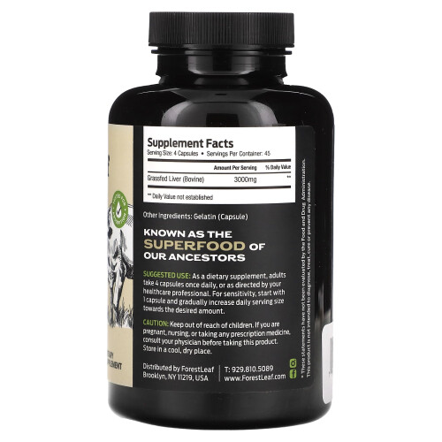 Forest Leaf, Grasgefütterte Rinderleber, 750 mg, 180 Kapseln 2