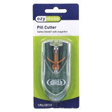 Cortador de pastillas EZY DOSE con escudo de seguridad y lupa, uso diario, corte seguro de pastillas y vitaminas