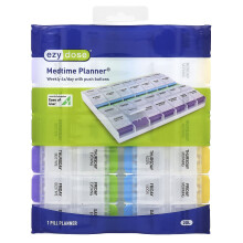 Ezy Dose, Wöchentlicher 4x/Tag Medikamentenplaner mit Druckknöpfen, 2 XL, 1 Stück