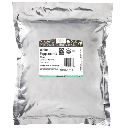 Frontier Co-op, Bio Ganze Weiße Pfefferkörner, 16 oz (453 g) 2