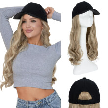 Hairro Baseball Cap with Hair Extensions Synthetic Hair Wig Baseball Hat with Hair Attached Adjustable Wave Hairpiece With Baseball Hat Cap Wig for Wo