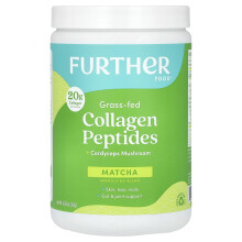 Further Food, Peptides de Collagène Nourris à l'Herbe + Champignon Cordyceps, Matcha, 10,62 oz (301 g)