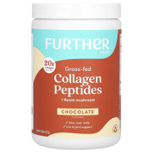 Further Food, Peptides de Collagène Nourris à l'Herbe + Champignon Reishi, Chocolat, 11,36 oz (322 g)