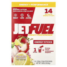 GAT, JetFuelÆ, Énergie + Performance, Bâtonnets Énergétiques, Fraise Limonade, 14 Sachets Bâtonnets, 0,26 oz (7,33 g) Chacun