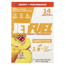 GAT, JetFuelÆ, Énergie + Performance, Bâtonnets Énergétiques, Pêche Mangue, 14 Sachets Bâtonnets, 0,24 oz (6,79 g) Chacun