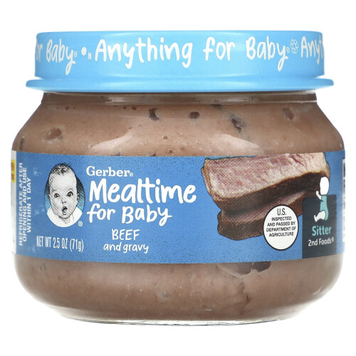 Gerber Gerber, Repas pour Bébé, 2ème Âge, Bœuf et Sauce, 2,5 oz (71 g)