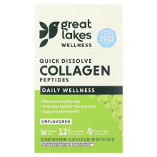 Great Lakes Wellness, Schnelllösliche Kollagenpeptide, Tägliches Wohlbefinden, Geschmacksneutral, 20 Beutel, je 0,42 Unzen (12 g)