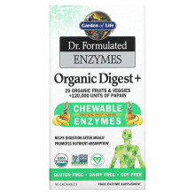 Garden of Life, Enzymes Formulées par le Dr, Digest + Organique, Fruit Tropical, 90 Comprimés à Croquer