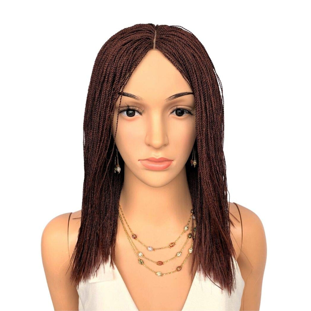 Wow Flï¿½Tor Wow Braids Twisted Wigs, Micro Million Twist Wig - Color 35 - 12 Inches. Ultra Thin And Light Synthetic Hand Braided Wigs For Black Women.